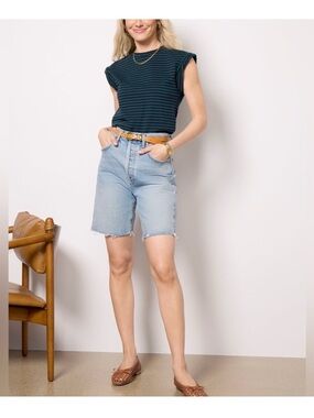 Pistola Olivia Muscle Tee Crewneck Navy Green Stripe Womens Size Small